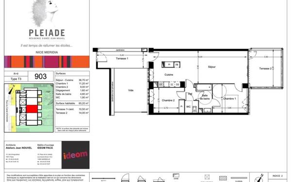 Appartement à vendre    3 pièces • 65,20 m2 Nice