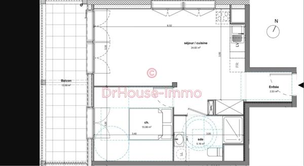 Appartement à vendre 2 pièces de 43 m²