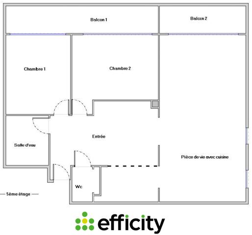 Appartement 3 pièces - 60 m² Exclusivité efficity
