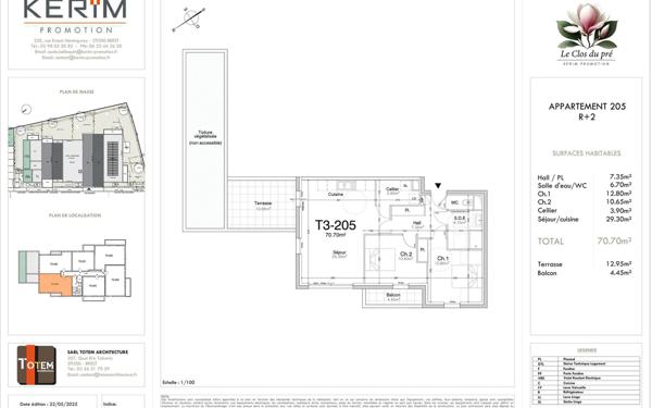 Appartement à vendre    3 pièces • 70,70 m2 Guilers