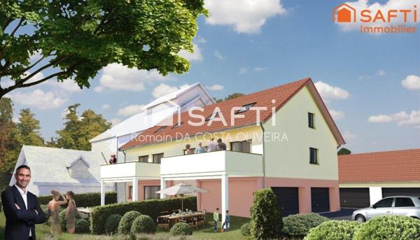 Superbe appartement de 83,72m² disposant d'une terrasse, d'un jardin, d'un double garage et de 2 places de stationnement privées !