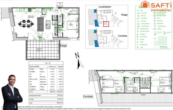 Superbe appartement de 83,72m² disposant d'une terrasse, d'un jardin, d'un double garage et de 2 places de stationnement privées !