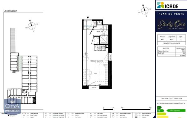 Appartement à louer 1 pièce 18.1m² La Rochelle (17000)