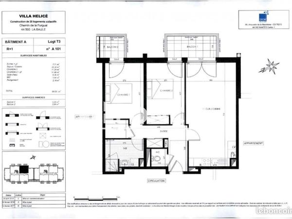 Location Appartement 3 pièces 64.91 m² - 20 A CHEMIN DE LA FURGUAI La Baule-escoublac 44500