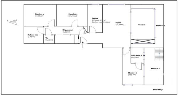 Appartement F4 à vendre  4 pièces - 88,59 m2 MONTROUGE - 92