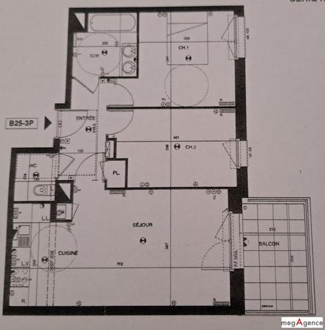 Appartement à VERTOU, 44120 - 3 pièces 60m²
