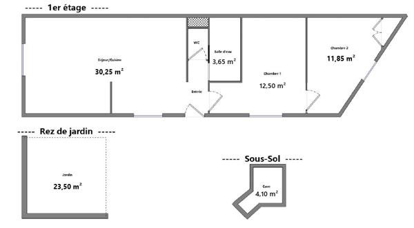 T3 – 62.10 m² – MEUBLE – JARDIN PRIVATIF – 69300 – CALUIRE ET CUIRE