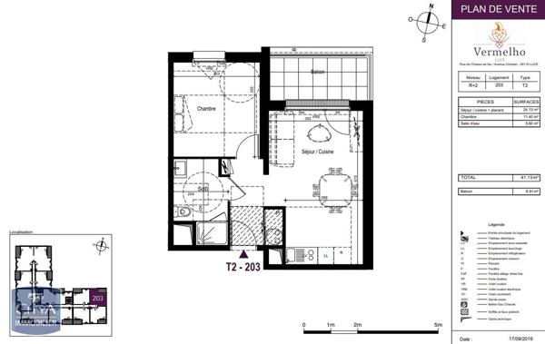 Appartement à louer 2 pièces 41.13m²