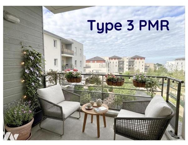 Appartement de type 3, avec balcon, cave et stationnement sécurisé
