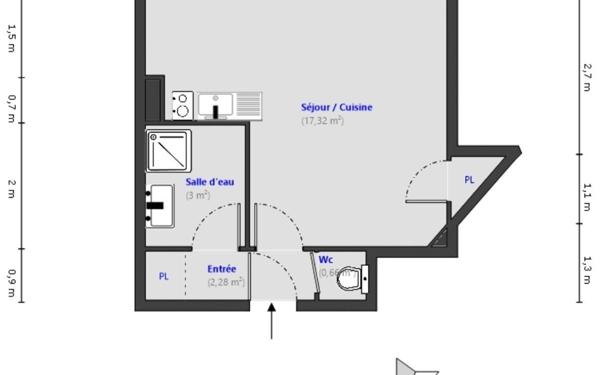 Appartement à vendre    1 pièce • 23,26 m2 Menton