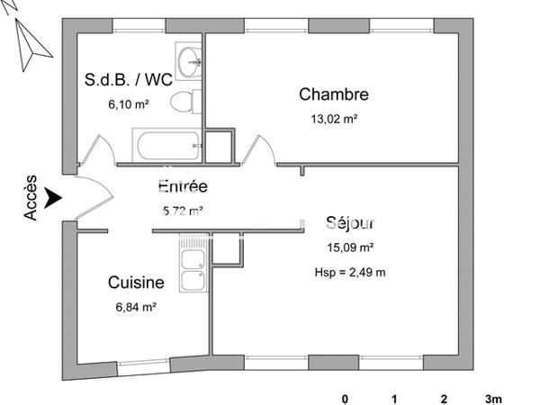 Location Appartement 2 pièces 46.77 m² - 58 RUE VANMARCKE. Amiens 80000