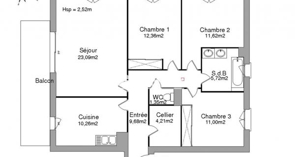 Location Appartement 4 pièces 89.29 m² - Vienne 38200