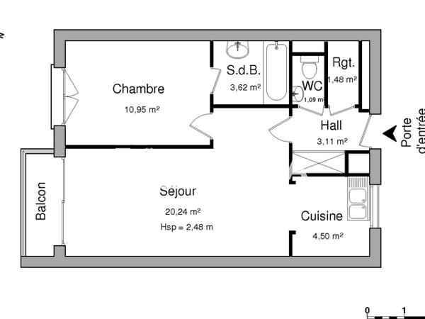 Location Appartement 2 pièces 44.99 m² - LES 2 RIVIERES Rennes 35000