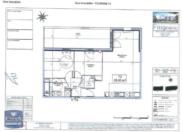 Appartement à louer 3 pièces 65.85m²