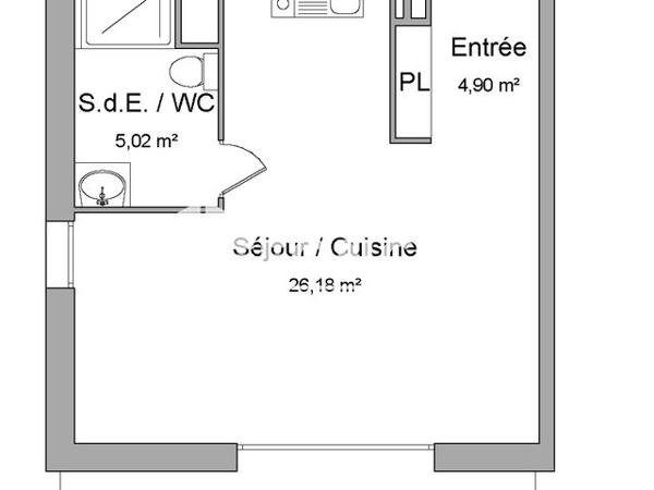 Location Studio 36.1 m² - 10 RUE DE LA HALLE AUX CUIRS Dijon 21000