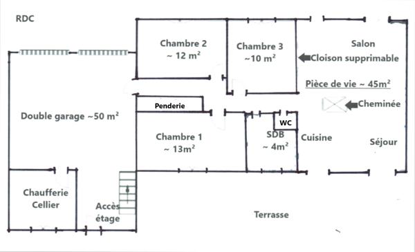 Maison 5 chambres (110m²), Saint Rémy sur Avre (28380), double garage, terrain de 800 m². Prix HAI 179 900
