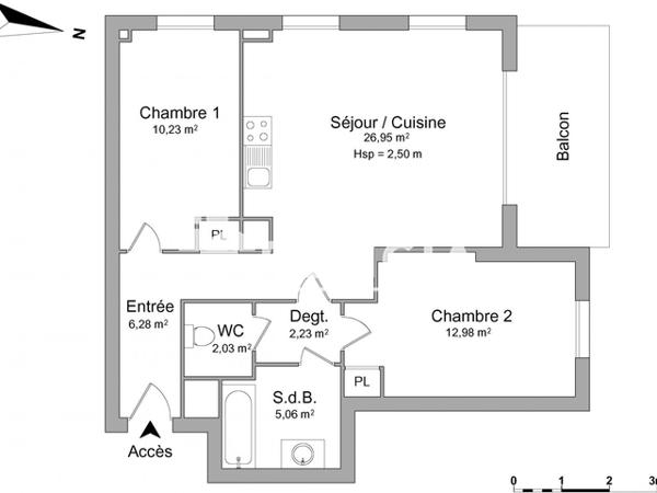 Location Appartement 3 pièces 65.76 m² - 2 AV.CARNOT RCE GRAND ANGLE - BAT B Cenon 33150
