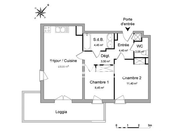Location Appartement 3 pièces 57.6 m² - ON LINE A 44 -175 RUE RAIMON DE TRENCAVEL Montpellier 34070