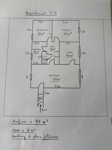 Appartement 3 pièces - 77 m²