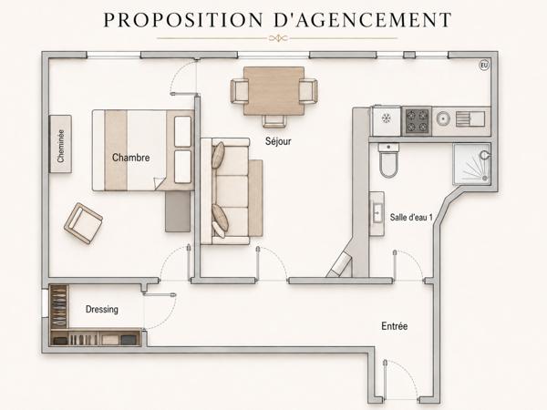 Levallois-Perret, rue Baudin, 2 pièces 40,74 m² à optimiser