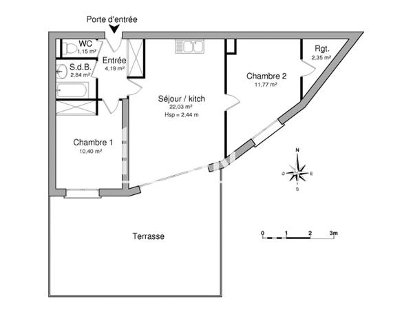 Location Appartement 3 pièces 54.73 m² - 8 RUE DE LA SOLE La Rochelle 17000