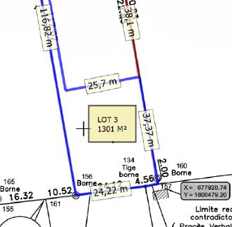 Terrain à bâtir de 1 301 m² à Sainte-Anne accessible voie privée