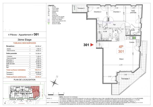 Appartement F4 à vendre  4 pièces - 101,37 m2 CAGNES SUR MER - 06