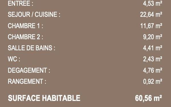 Appartement à vendre    3 pièces • 60,56 m2 Sain-Bel
