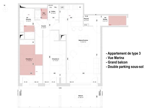 Appartement
         3 pièces
        - 94 m² 489 500 € *