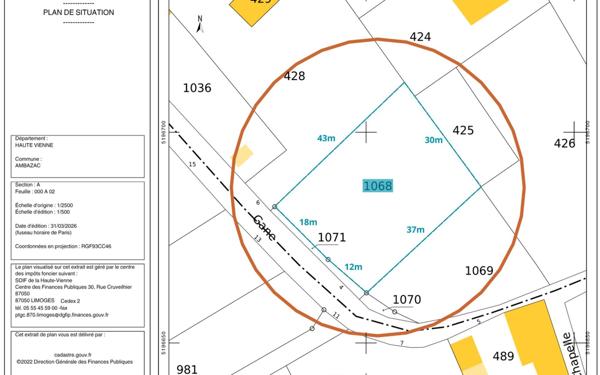 Terrain à vendre    Ambazac