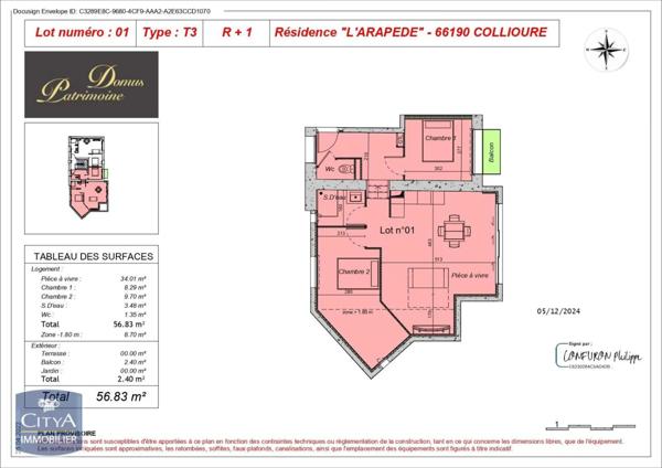 Appartement à louer 3 pièces 56.83m²