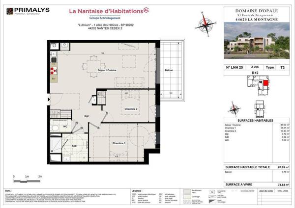 Appartement 3 pièces - 44620 La Montagne