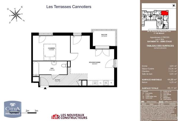 Appartement à louer 2 pièces 44.88m² Meaux (77100)