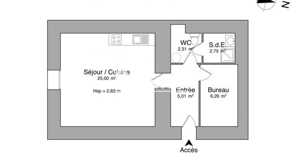 Location Studio 41.33 m² - Orange 84100