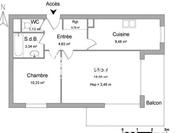 Location Appartement 2 pièces 48.7 m² - 36 RUE DE LION SUR MER Caen 14000