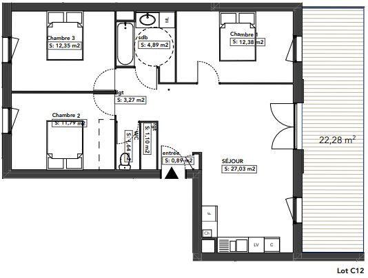 Appartement 3 pièces 76 m2