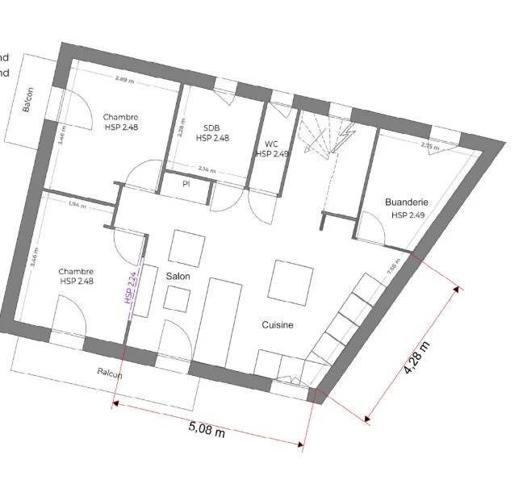 Appartement de type 3 avec garage et place de parkin