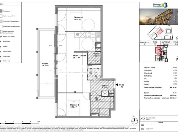 Location Appartement 3 pièces 68.5 m² - RESIDENCE LATITUDE 270 - 7 RUE ANNE FRANCK / APT D1-32 Floirac 33270