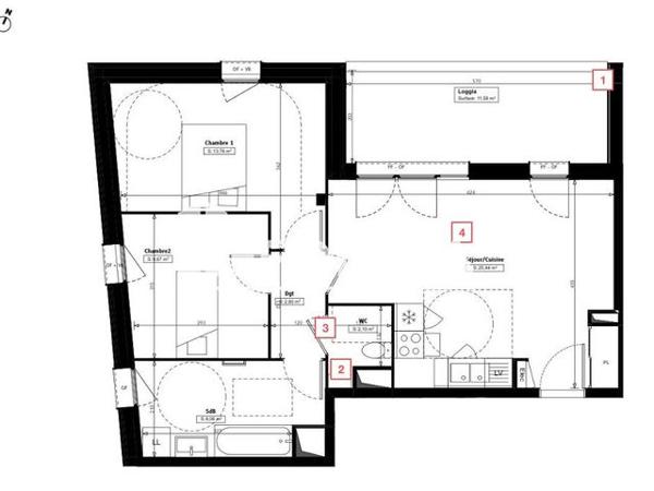 Location Appartement 3 pièces 61.85 m² - RUE DES METISSAGES / 7 RUE DU PARC Tourcoing 59200