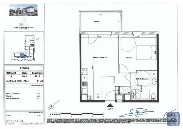 Appartement à louer 2 pièces 41.49m²