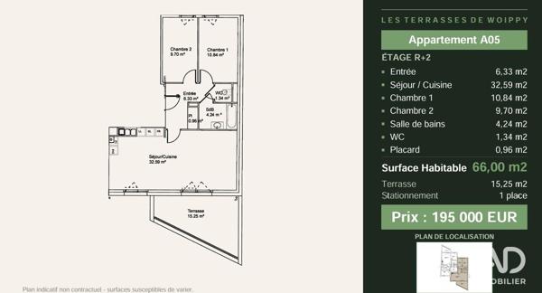 Appartement (neuf) à vendre 3 pièces 66 m² Woippy