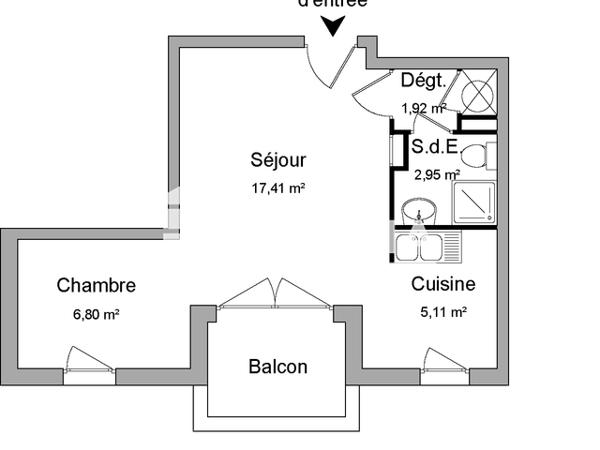 Location Studio 34.19 m² - BATIMENT E Hennebont 56700