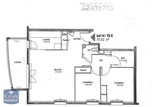 Appartement à vendre 3 pièces 61.9m²