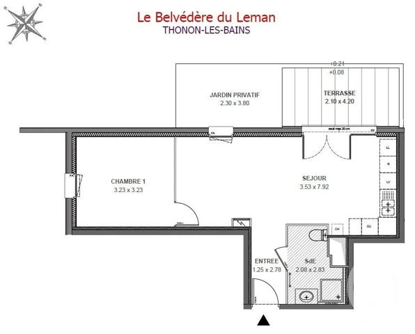 Appartement F2 à vendre  2 pièces - 45,59 m 2   THONON LES BAINS  - 74