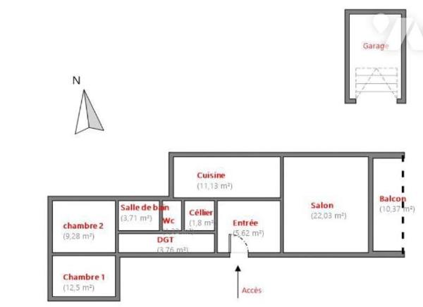 Proche place Valmy, T3 avec garage et balcon de 71,15 m² dans résidence de standing de 1981.