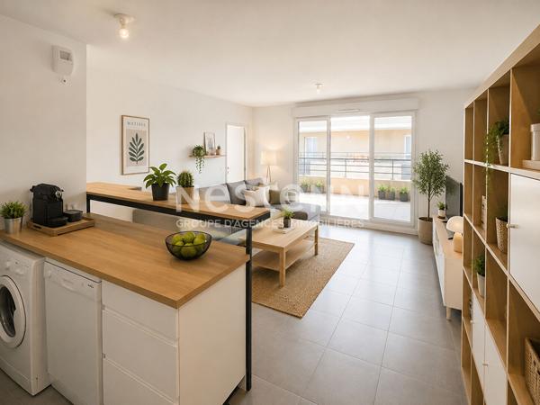 Gardanne - appartement 2 pièces - 45.05 m2 - terrasse en L 40 m2 - résidence récente sécurisée - stationnement en sous-sol - place de stationnement privative en extérieur