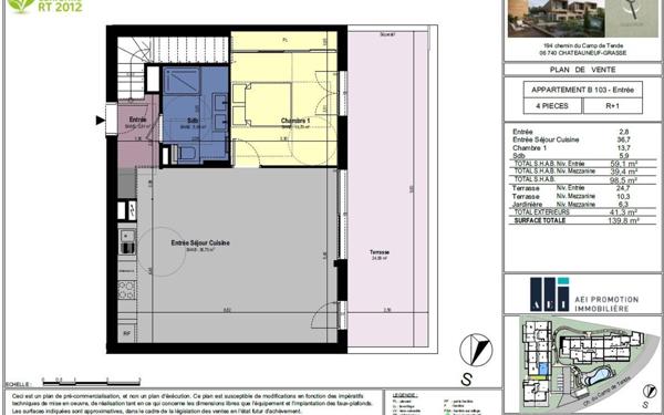 Appartement à vendre    4 pièces • 98,50 m2 Châteauneuf-Grasse
