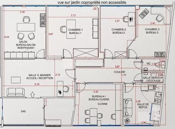 Vente                                                      Bureau
                        
                     4 pièces                      87 m2                     à Paris 15