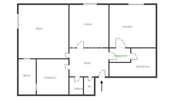 Appartement F3 avec terrasse, cave et parking privatif