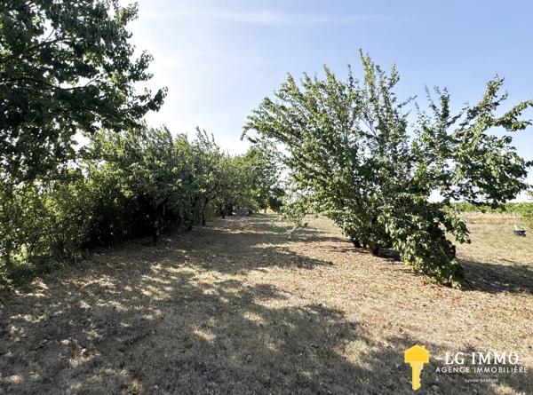 Maison de plain-pied au milieu de son jardin arboré d'arbres fruitiers avec grange de 346 m2
